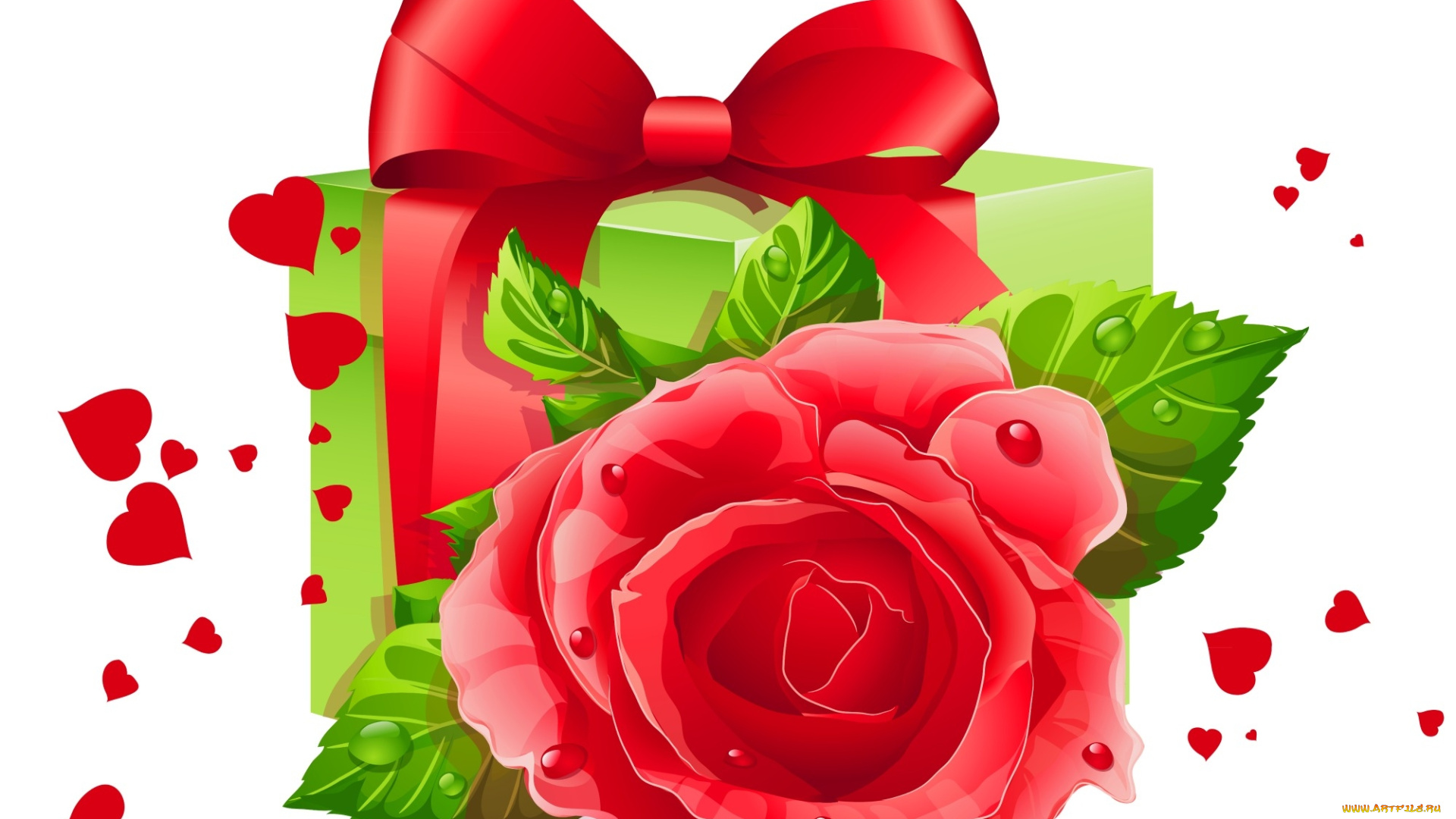 праздничные, день, святого, валентина, , сердечки, , любовь, роза, подарок, сердечки