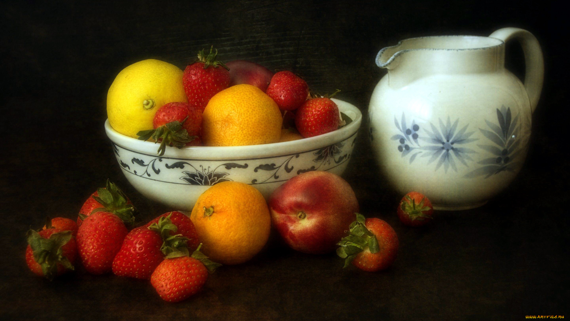 еда, фрукты, , ягоды, клубника, лимоны
