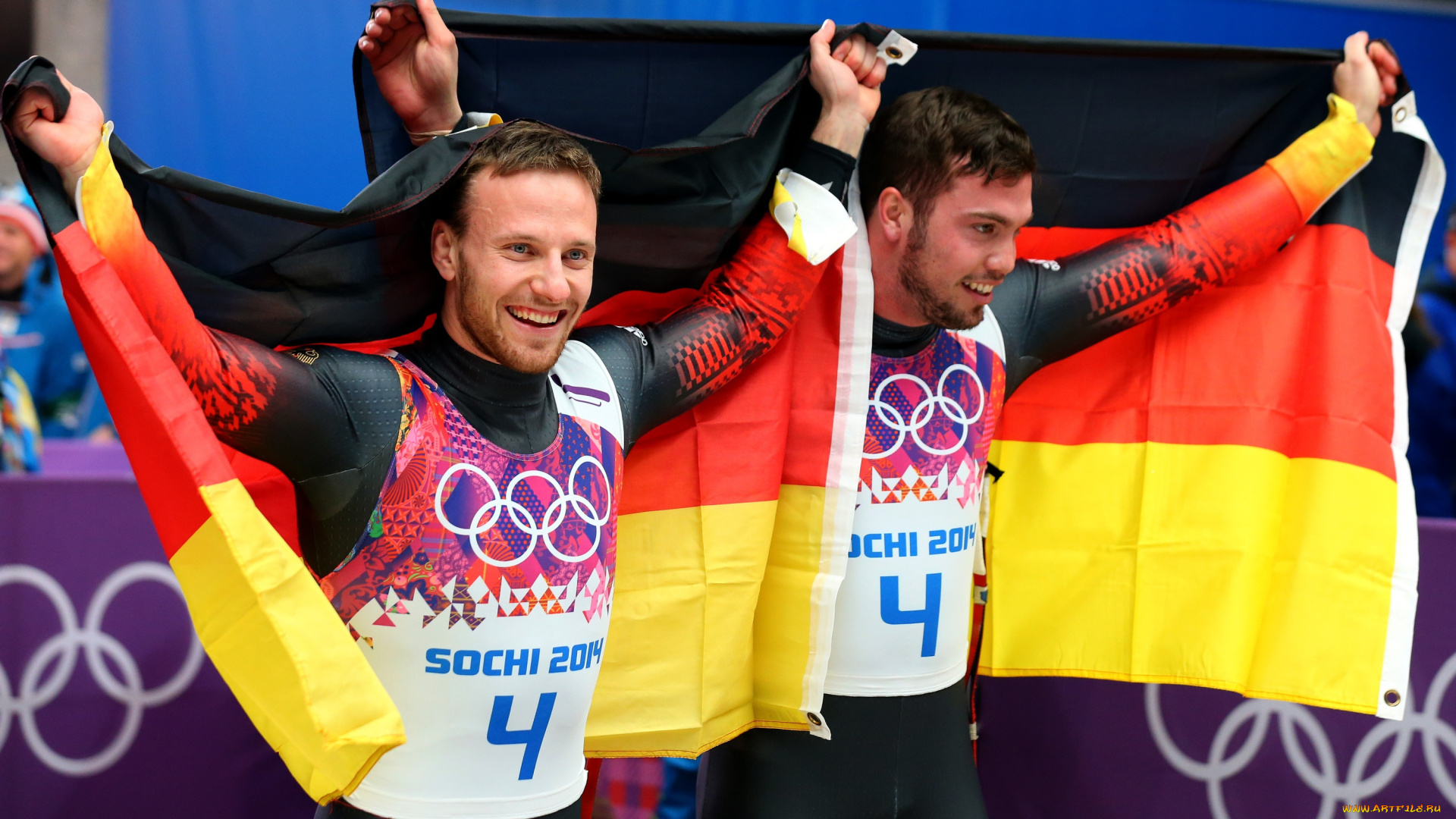 спорт, другое, призеры, спортсмены, сочи, олимпиада, радость, немцы, саночники, флаг