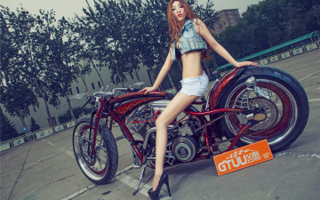 Картинка мотоциклы мото+с+девушкой азиатка мотоцикл девушка