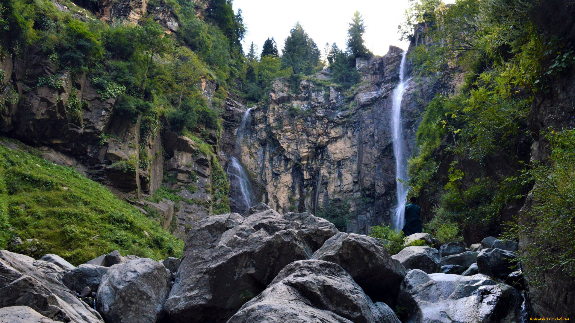 природа, водопады, поток, водопад, камни, скалы