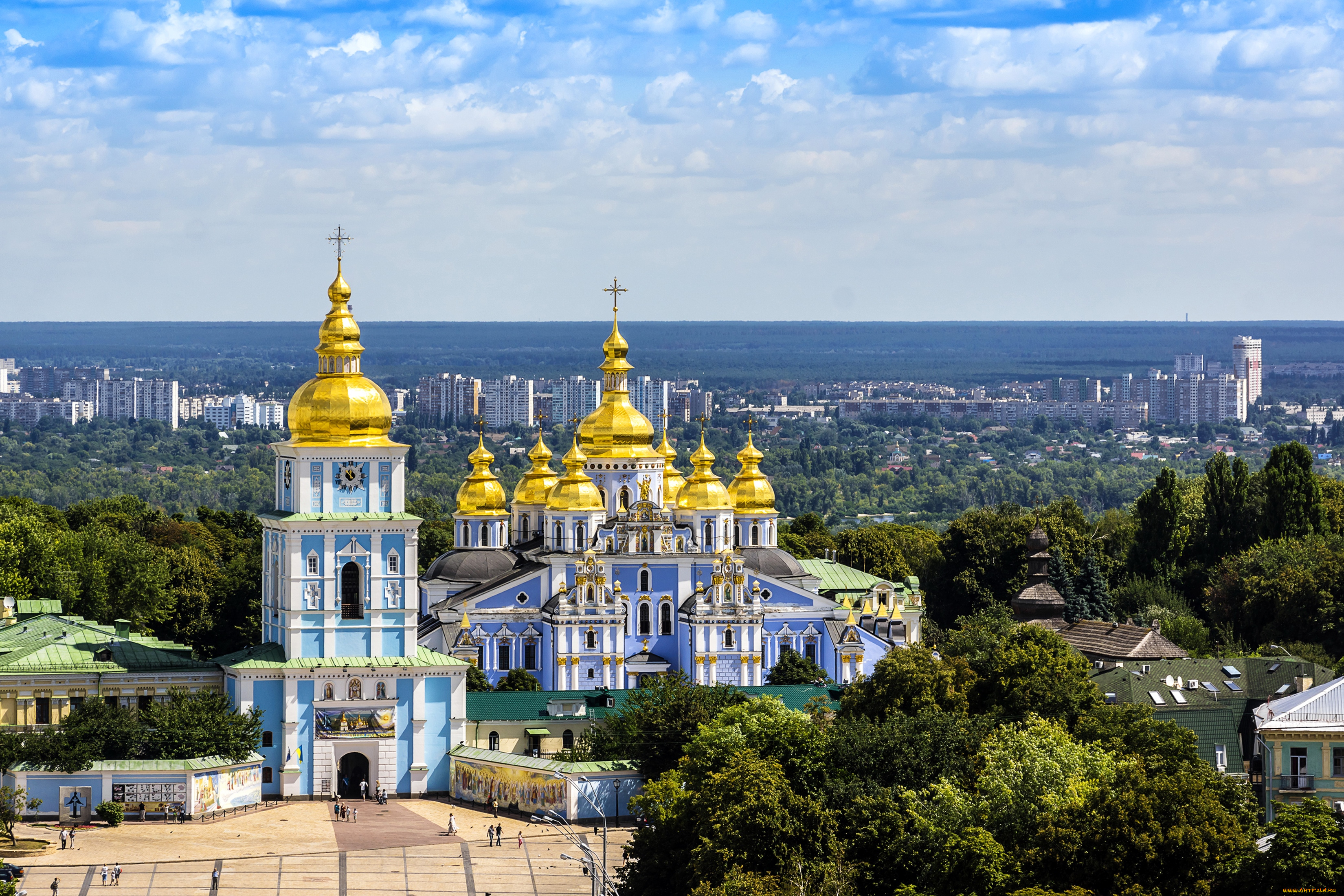 города, киев, , украина, красота, собор, панорама