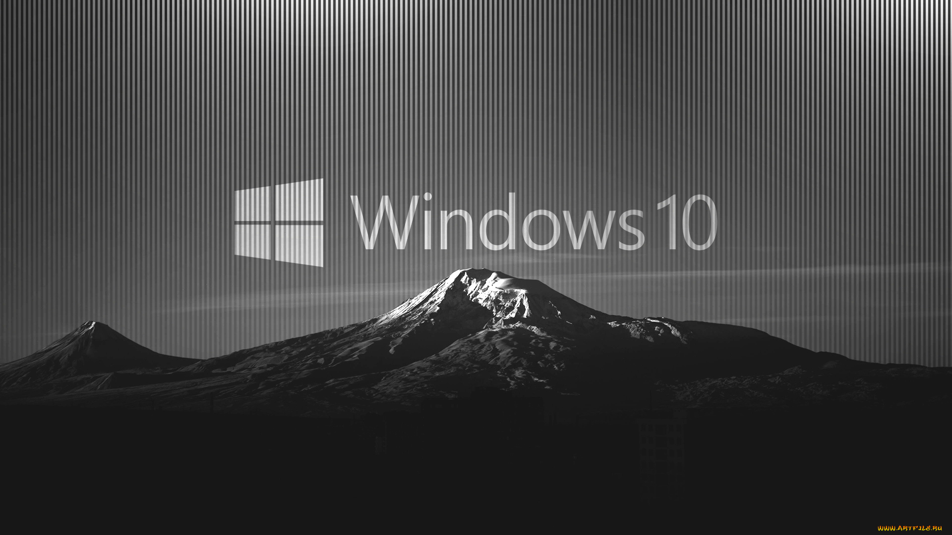 компьютеры, windows, 10, горы, фон, логотип