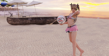Картинка 3д+графика спорт+ sport взгляд девушка мяч пляж фон