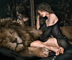Картинка фэнтези _ghost+blade+ +призрачный+клинок девушка лев