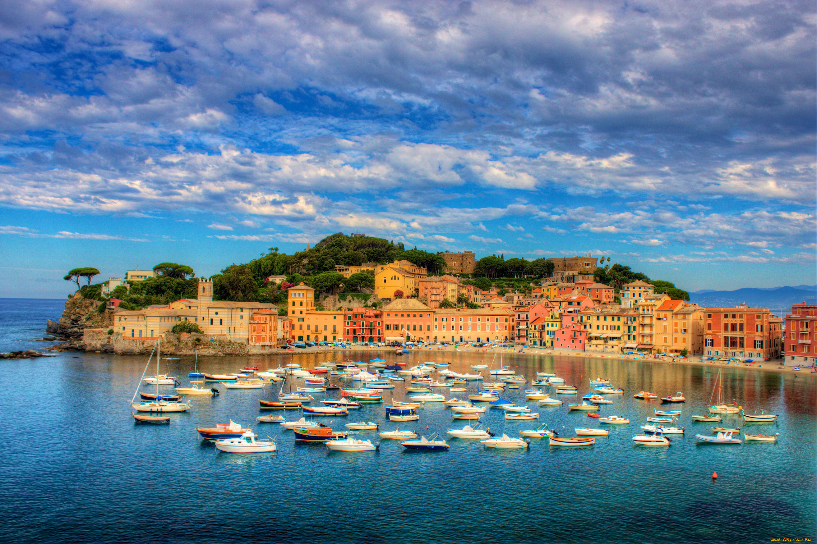 sestri, levante, liguria, города, амальфийское, лигурийское, побережье, италия, дома, море, панорама