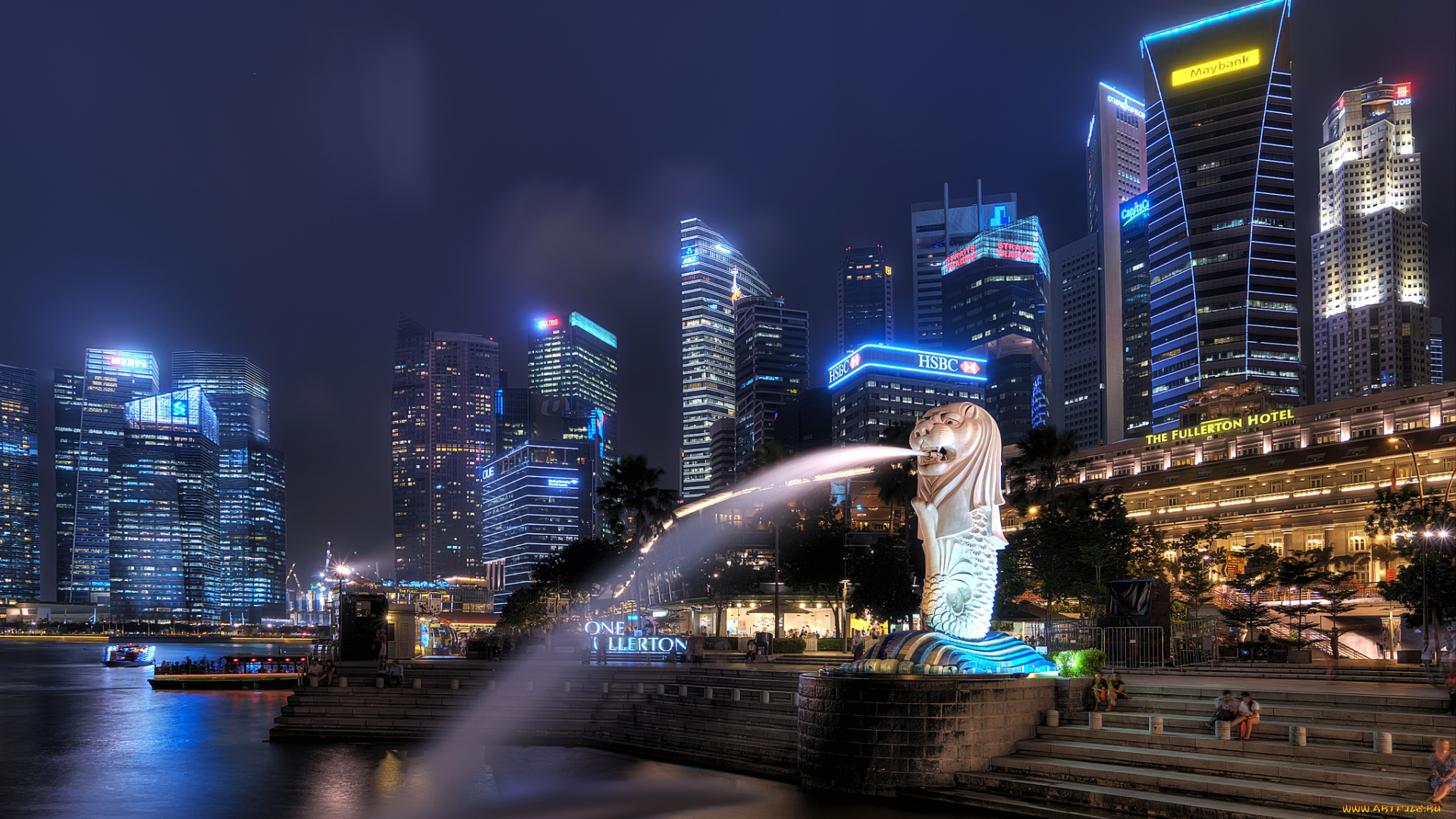 singapore, города, сингапур, , сингапур, ночь, огни, здания