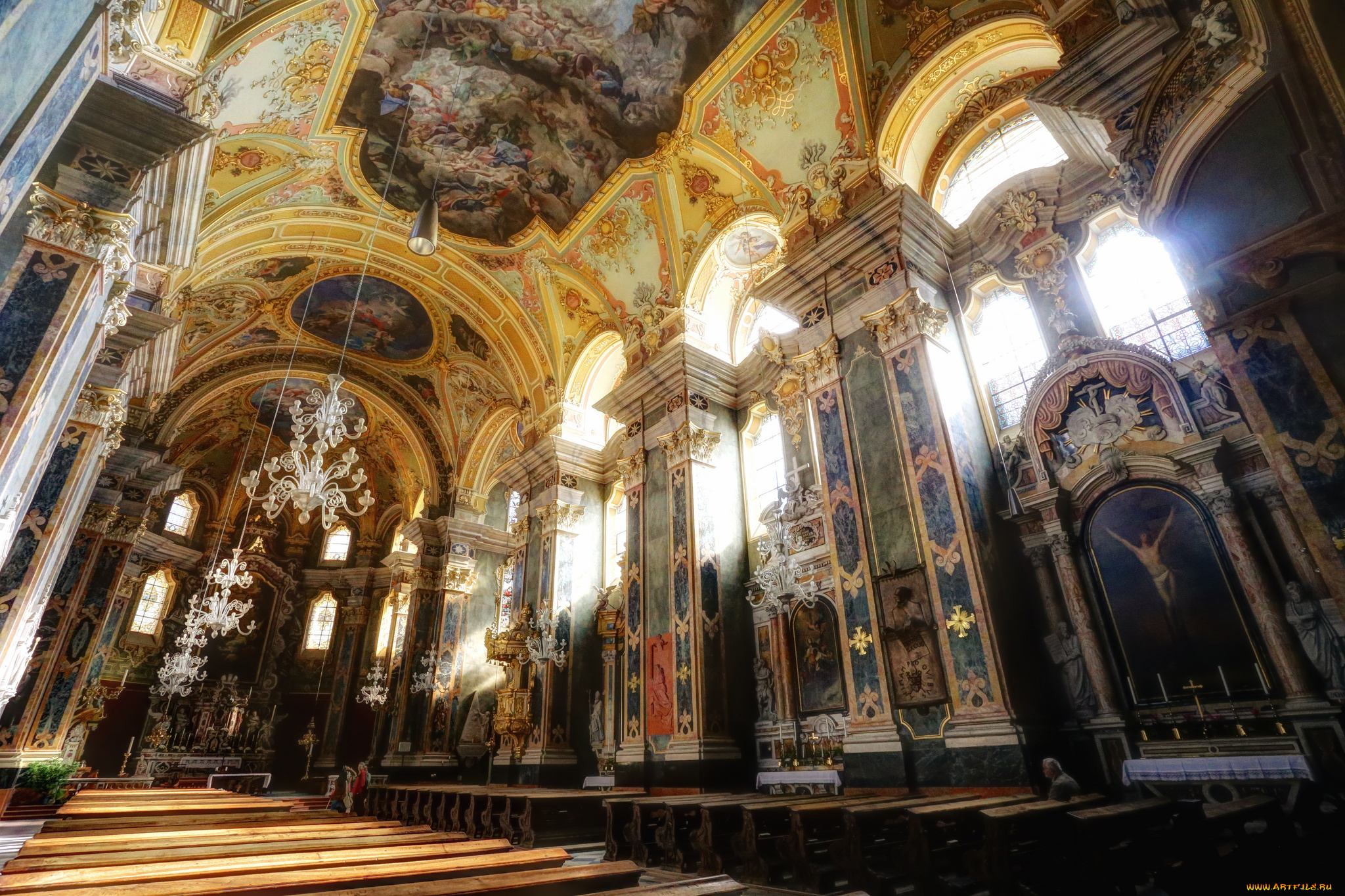 interiors, of, bolzano, cathedral, интерьер, убранство, , роспись, храма, декор, собор