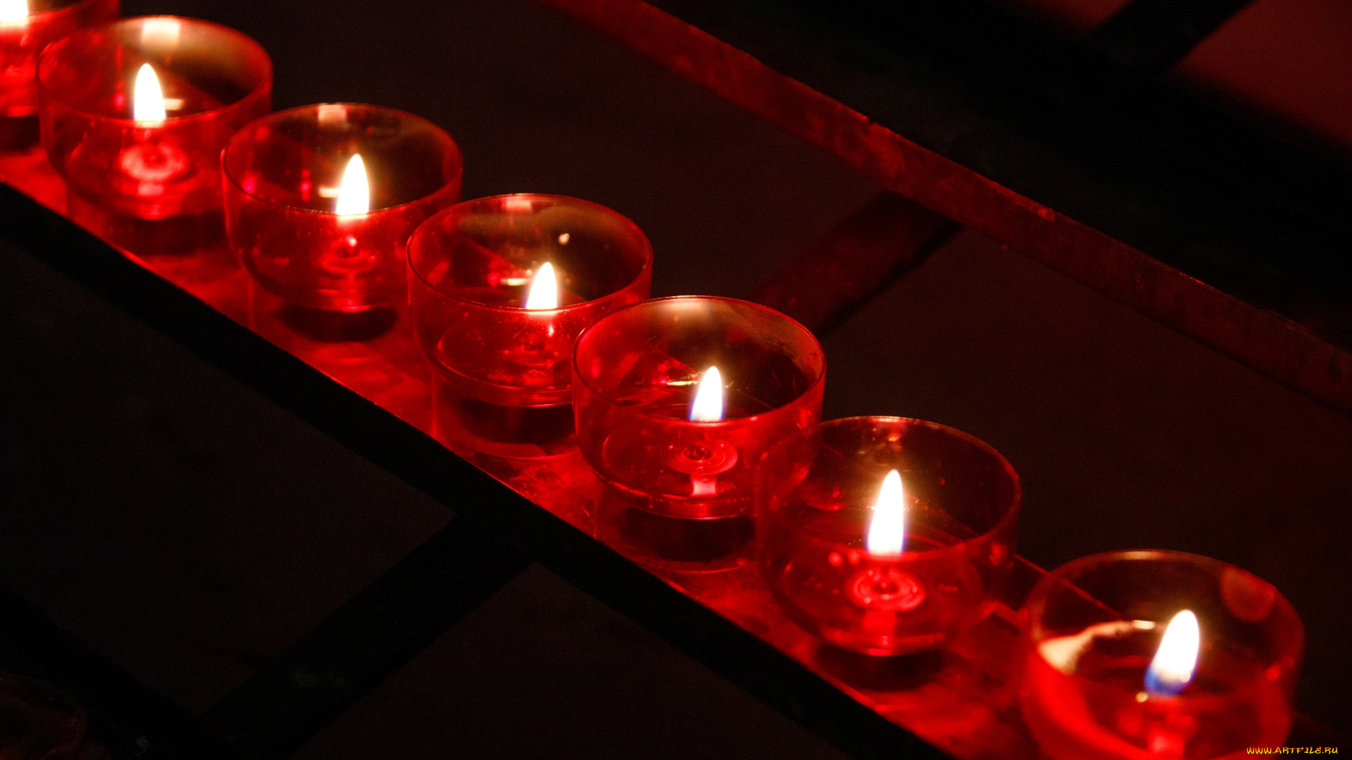 разное, свечи, красные, подсвечники, огоньки