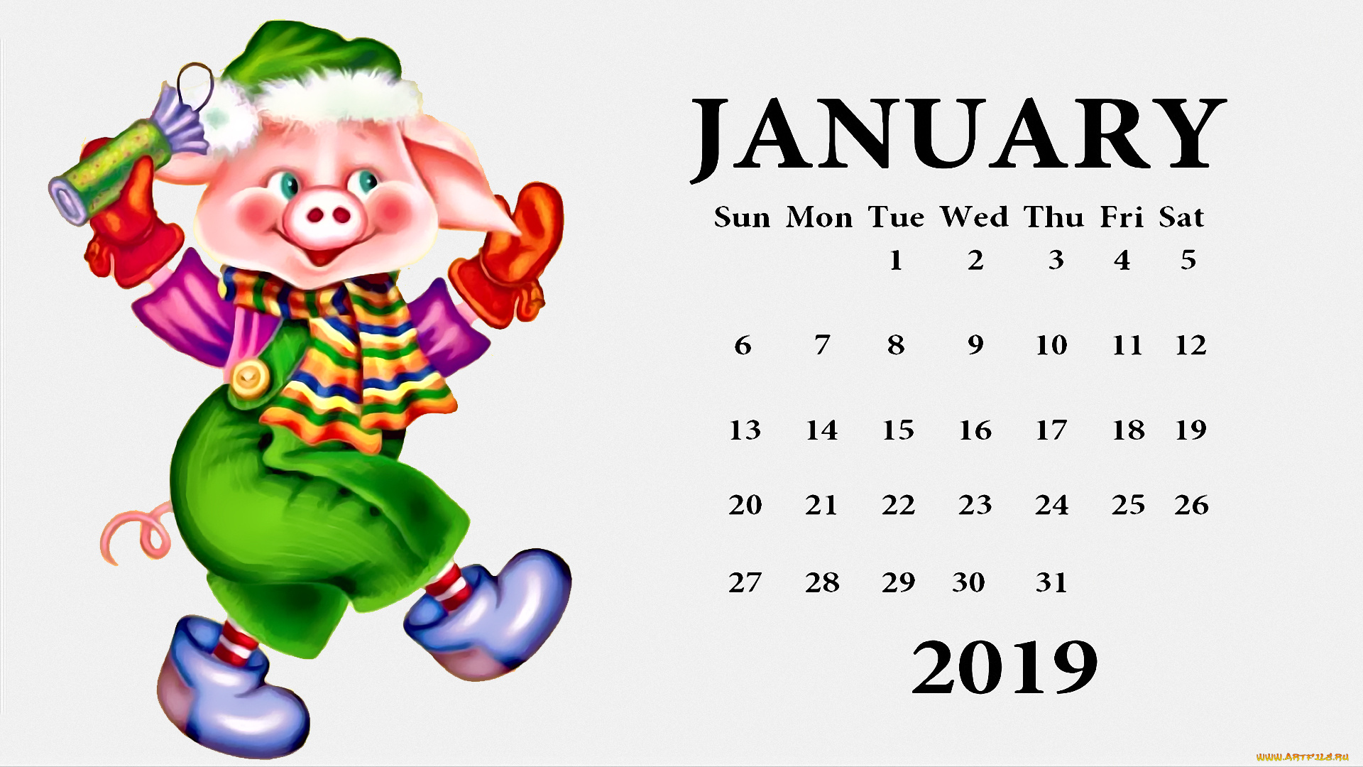 календари, праздники, , салюты, поросенок, шапка, одежда, свинья