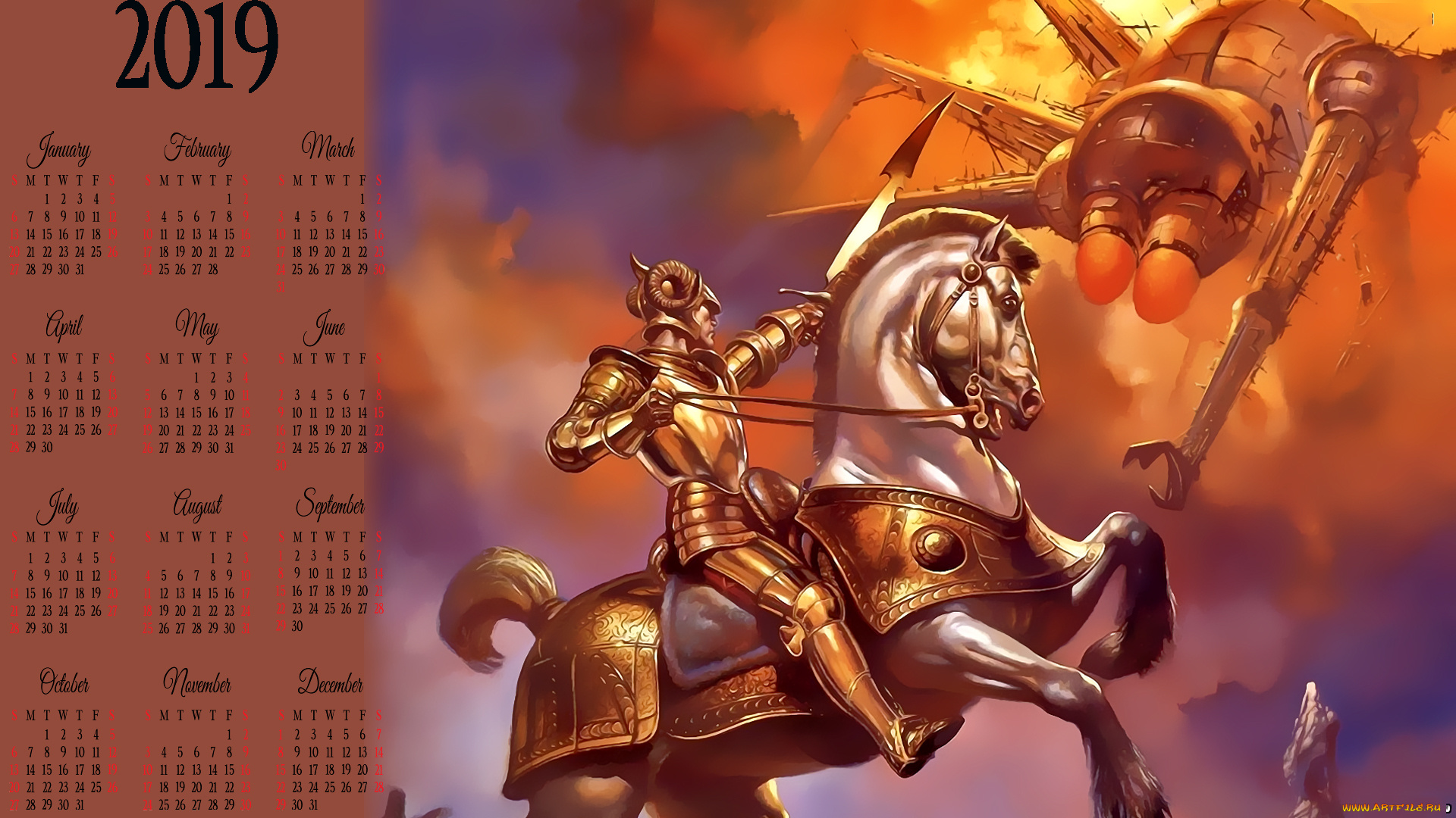 календари, фэнтези, лошадь, оружие, конь, воин, доспехи