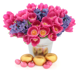 Картинка праздничные пасха фон ваза цветы яйца