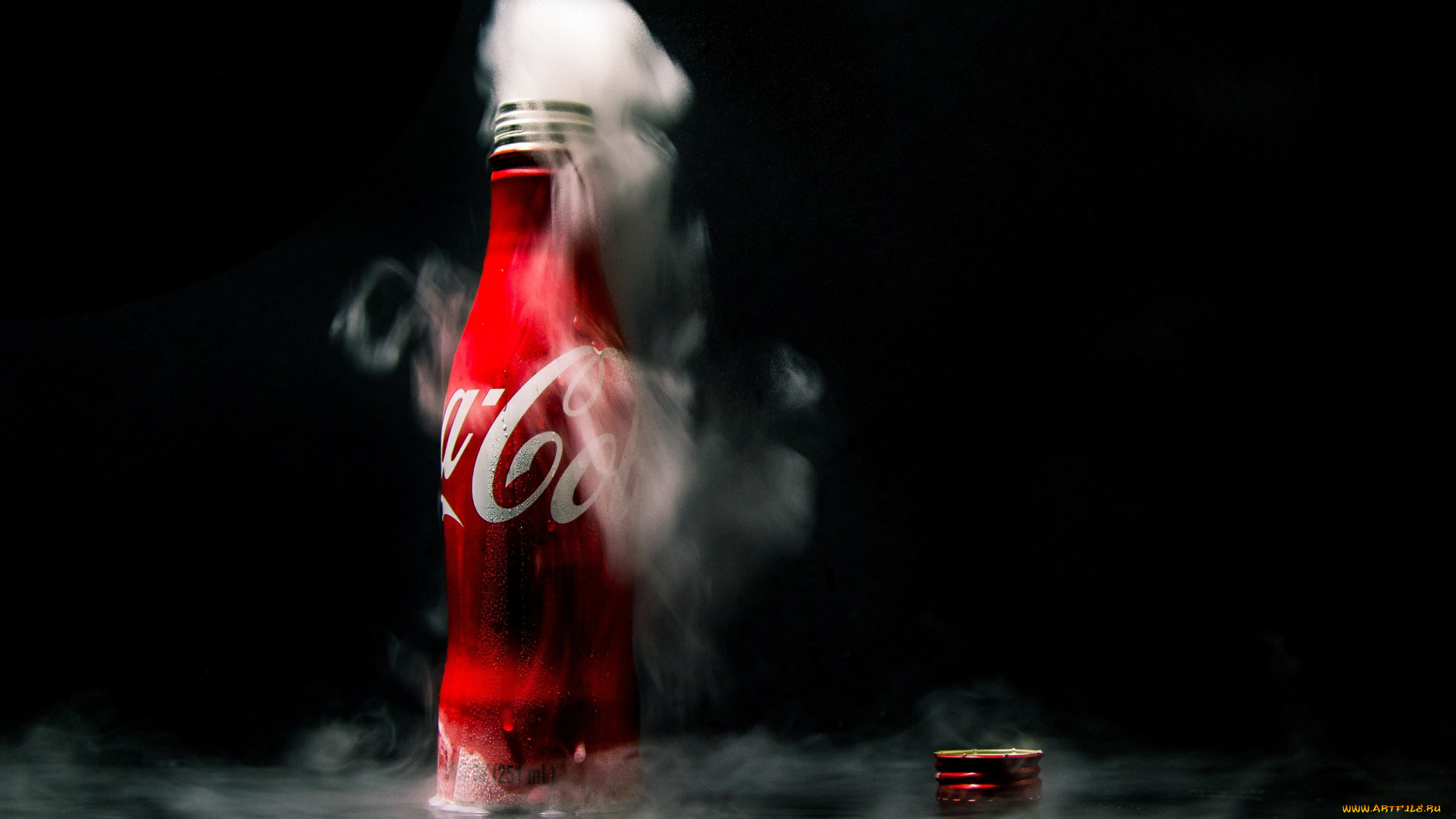 бренды, coca-cola, кока-кола, крышка, бутылка, дым