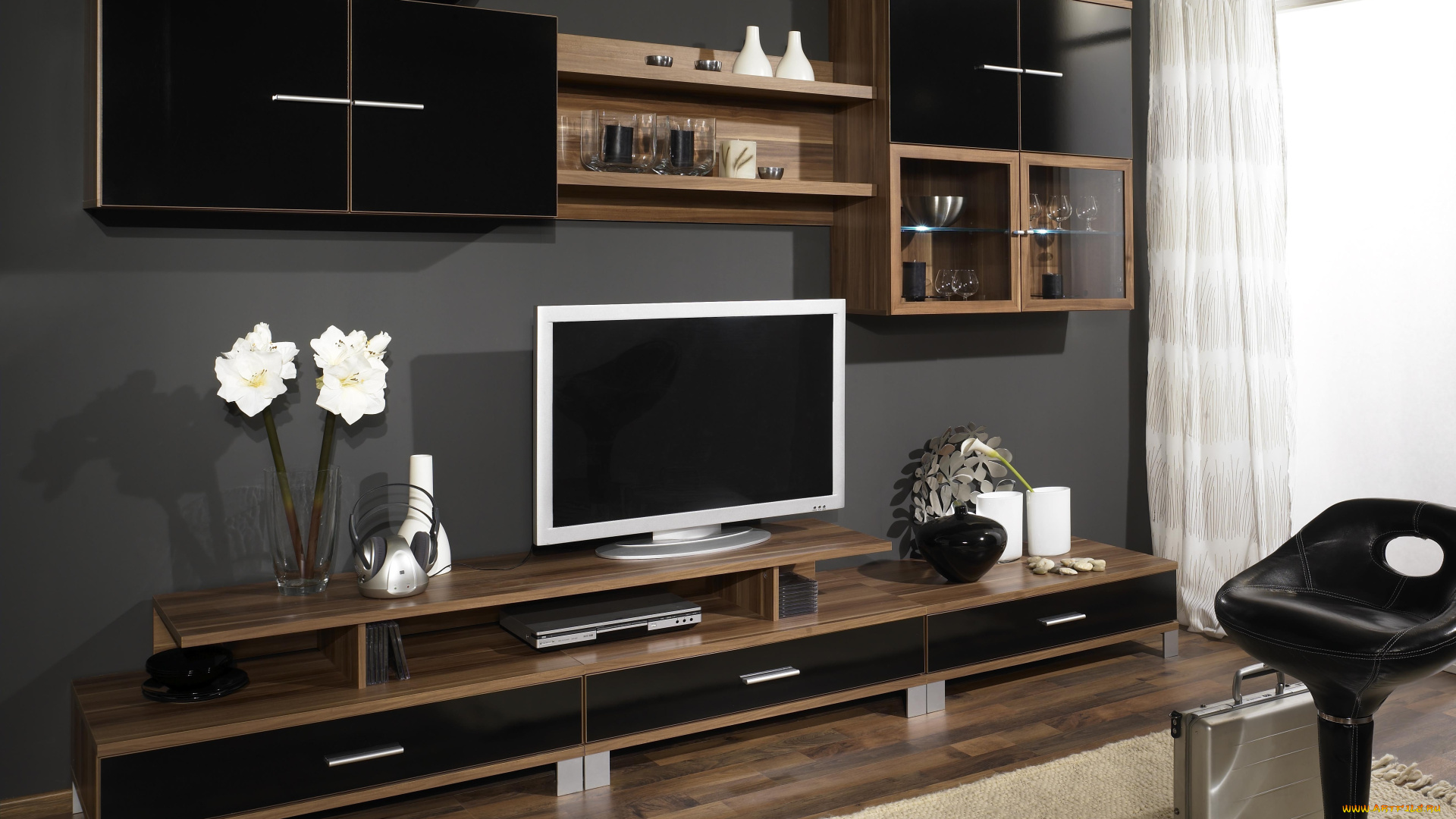 интерьер, гостиная, дерево, коричневый, телевизор, стенка, дизайн, комната, мебель, шкаф