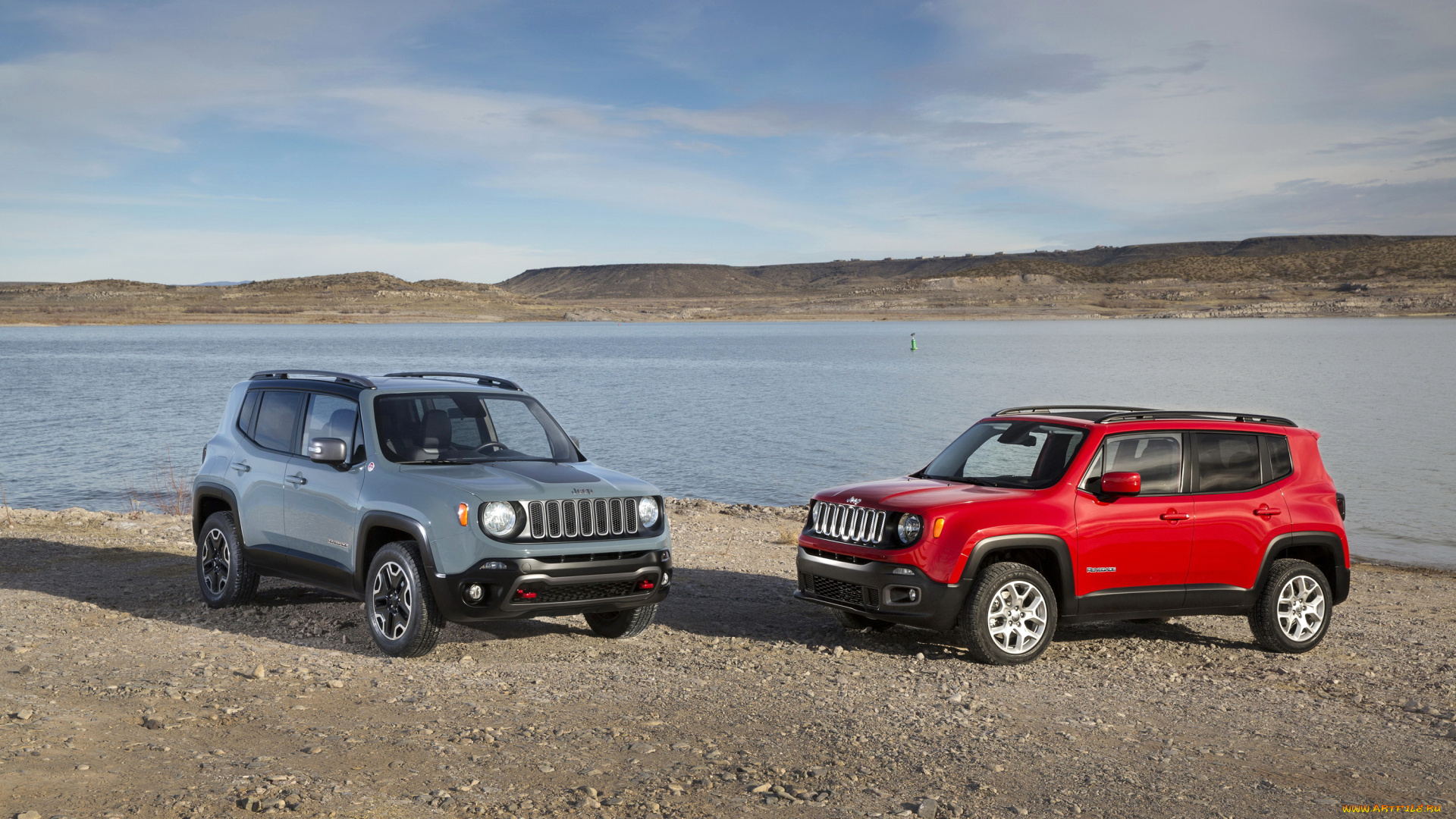 2015, jeep, renegade, автомобили, jeep, побережье, красный, серый, renegade