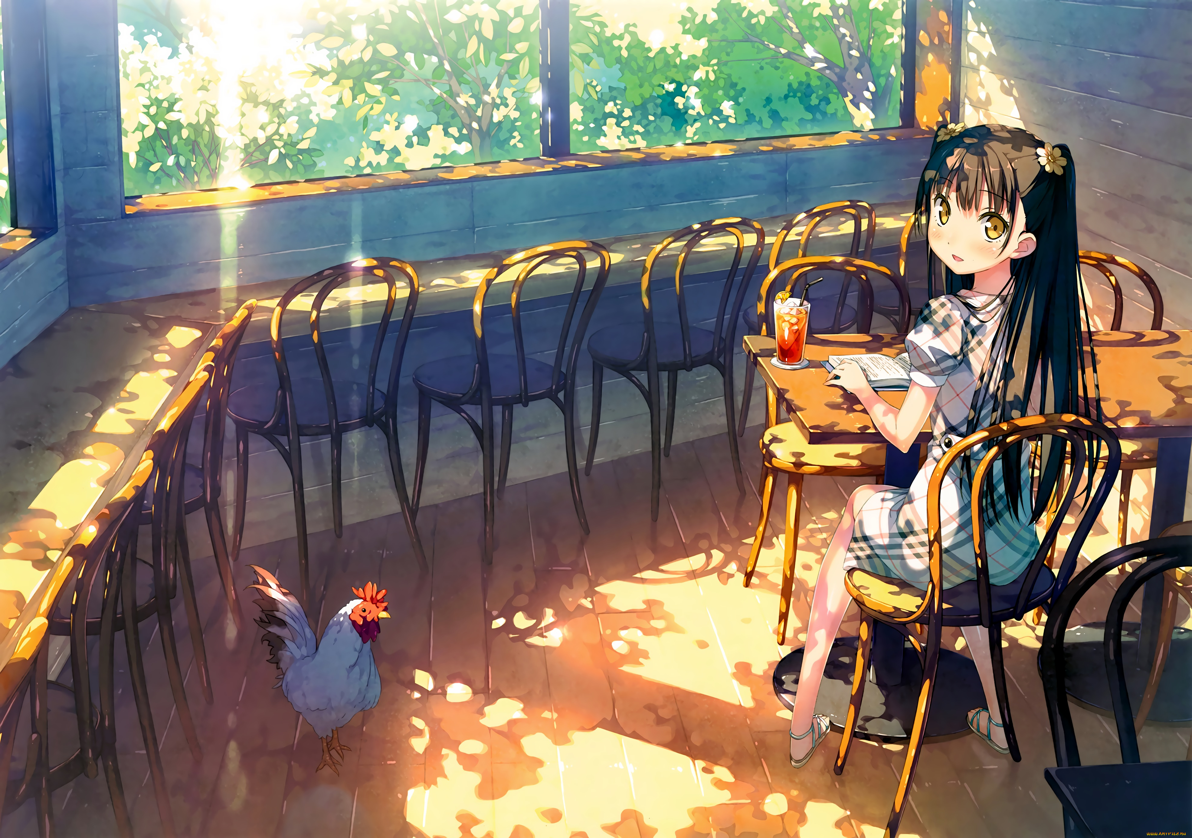 аниме, kantoku, , artbook, кафе, девочка