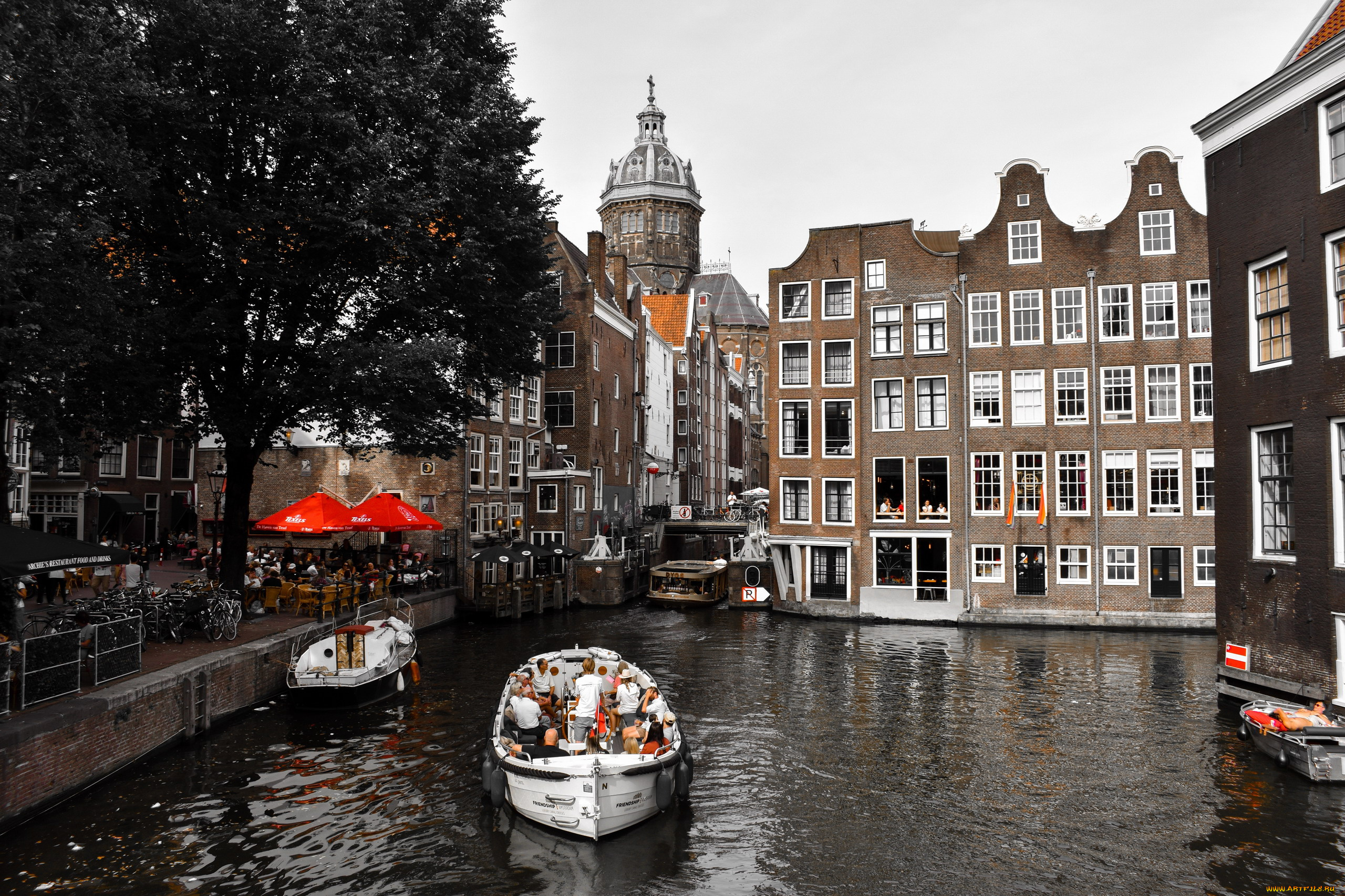 города, амстердам, , нидерланды, канал, набережная, здания
