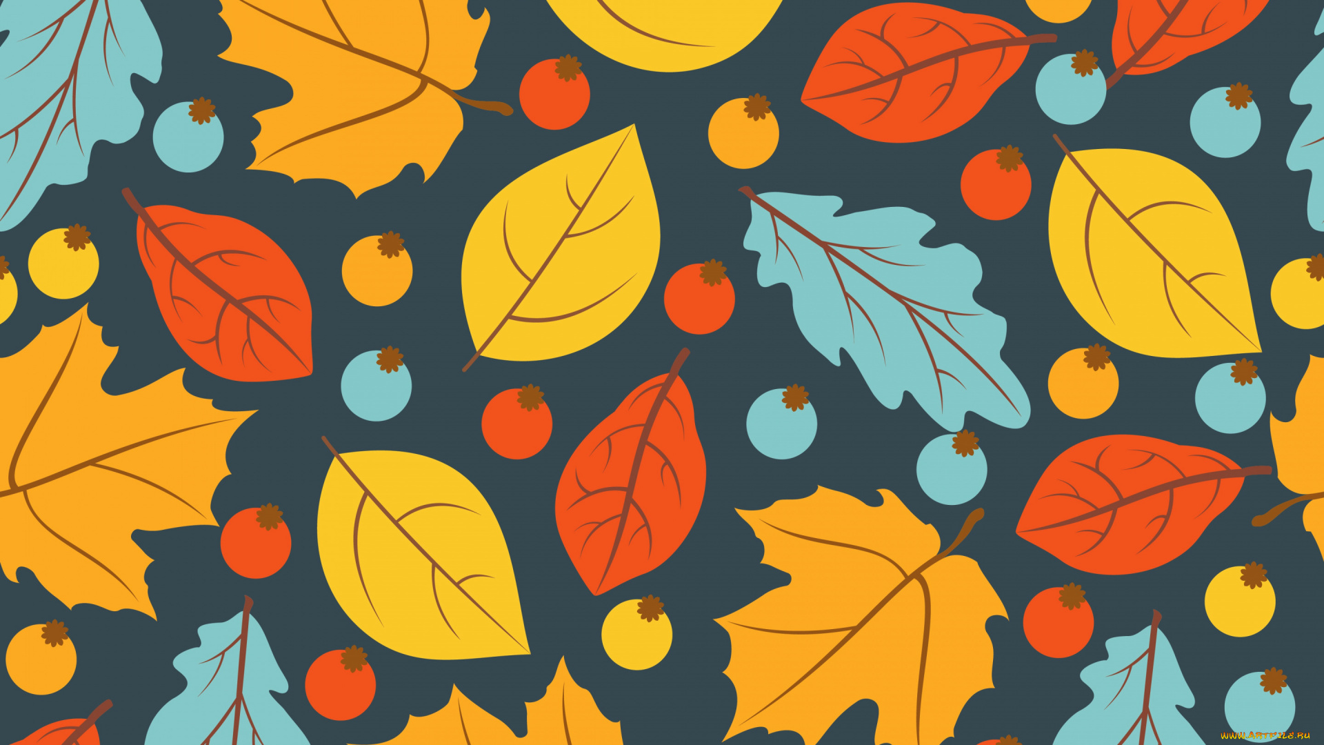 векторная, графика, природа, , nature, осень, листья, фон, colorful, background, autumn, pattern, leaves, осенние, seamless