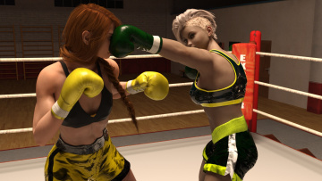 Картинка 3д+графика спорт+ sport бокс ринг фон взгляд девушки