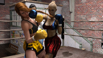 Картинка 3д+графика спорт+ sport взгляд девушки бокс фон ринг