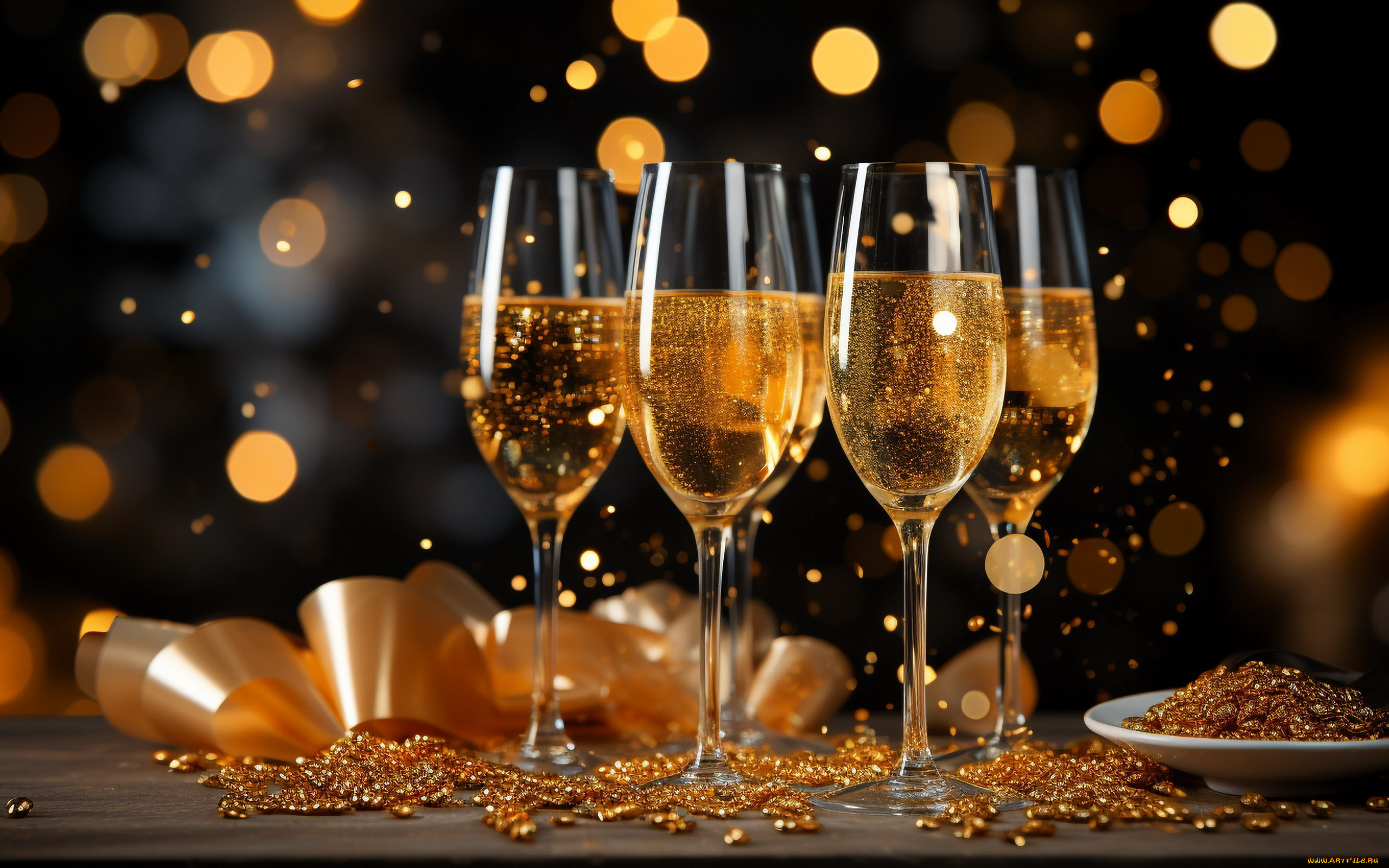 праздничные, угощения, бокалы, шампанское