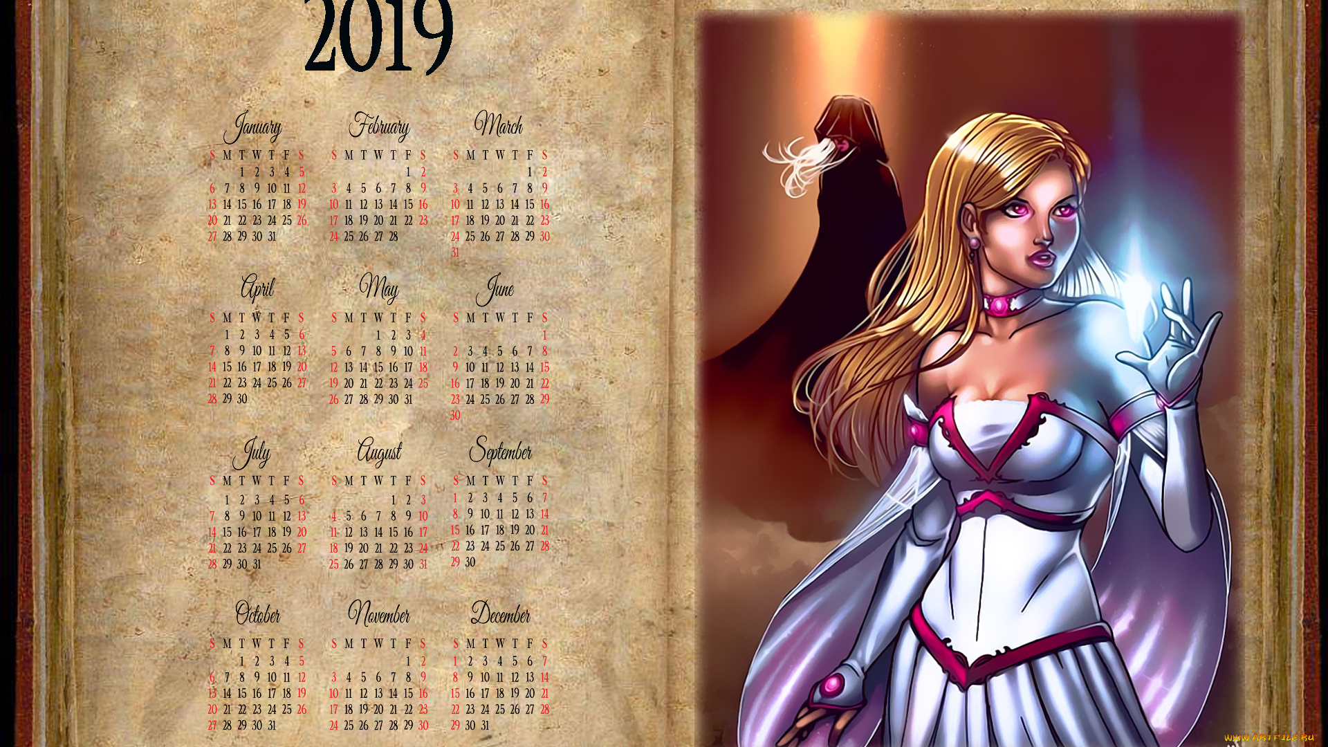 календари, фэнтези, девушка, магия