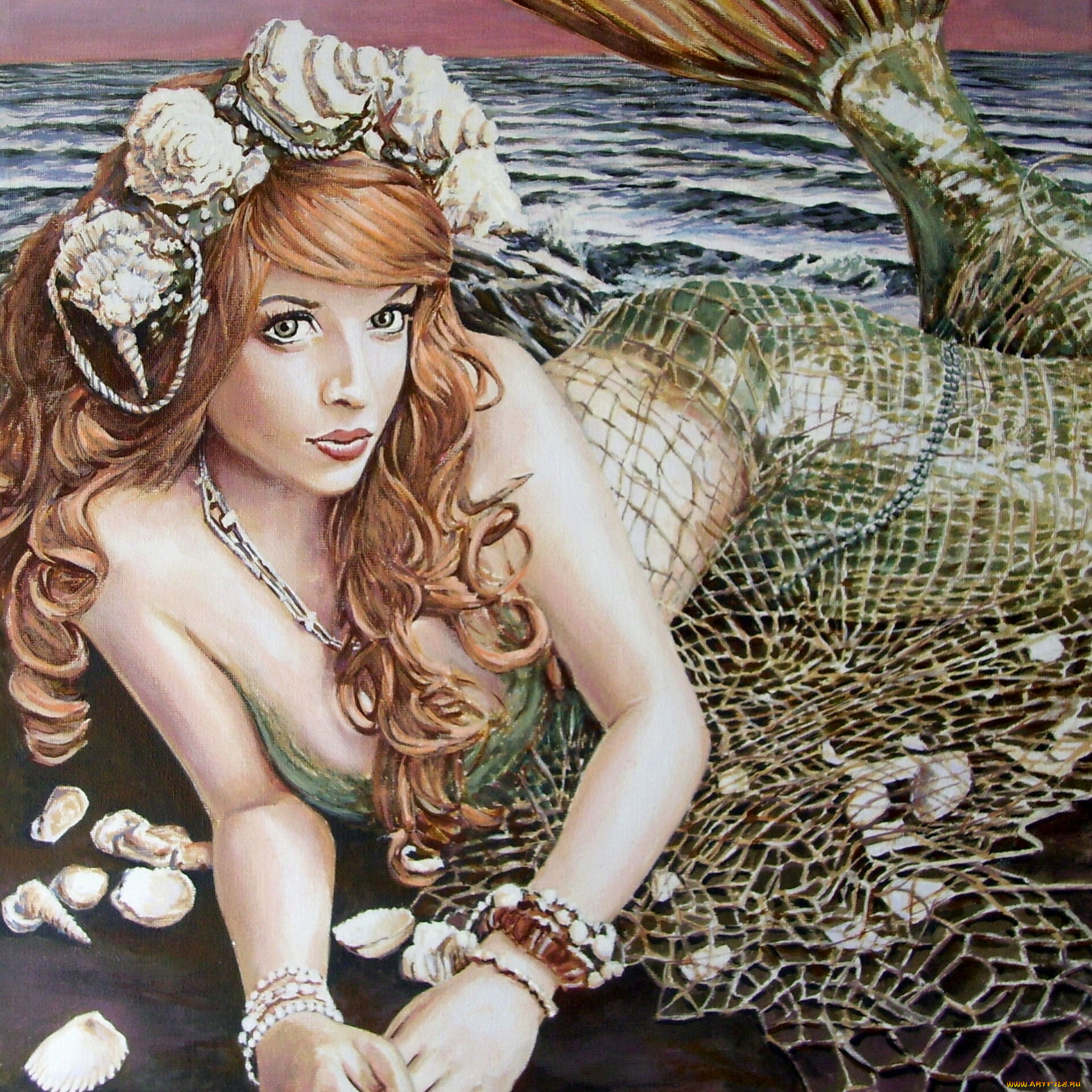 andy, lloyd, turn, loose, the, mermaid, рисованные, девушка, русалка, сеть, ракушки, море