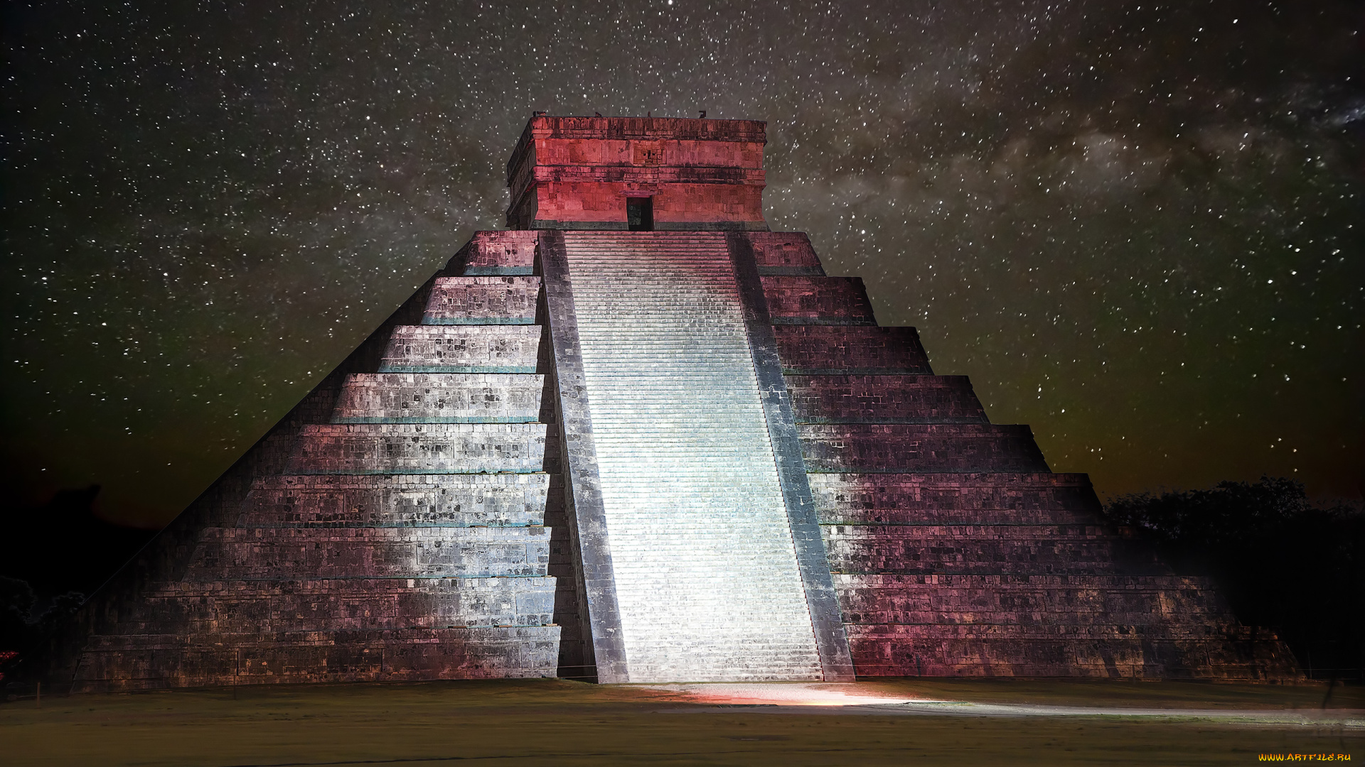 города, исторические, архитектурные, памятники, пирамида, майя