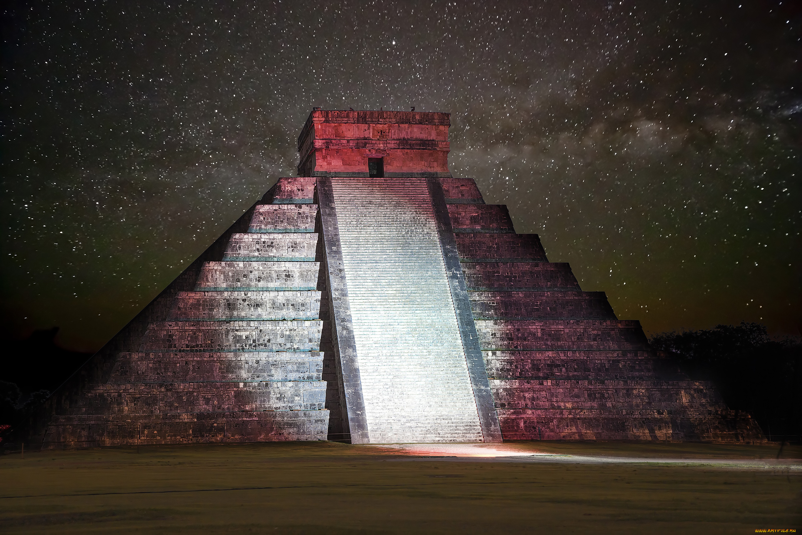 города, исторические, архитектурные, памятники, пирамида, майя