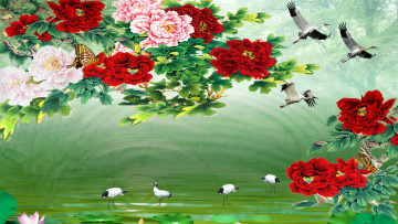 Картинка векторная+графика цветы+ flowers фон цветы птицы