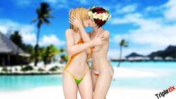 Картинка 3д+графика аниме+ anime фон девушки взгляд бикини пляж
