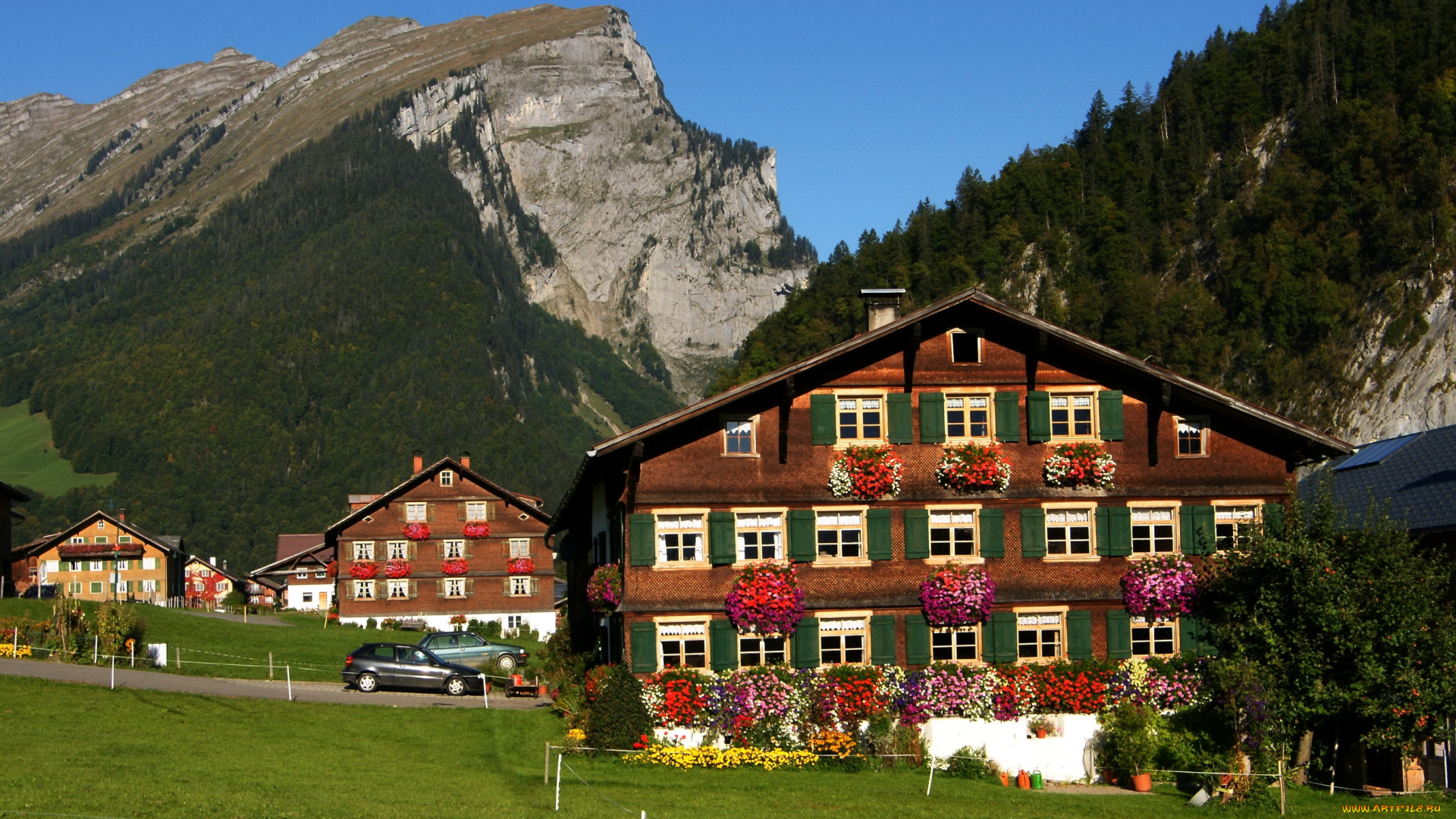 argenau, austria, города, здания, дома, горы