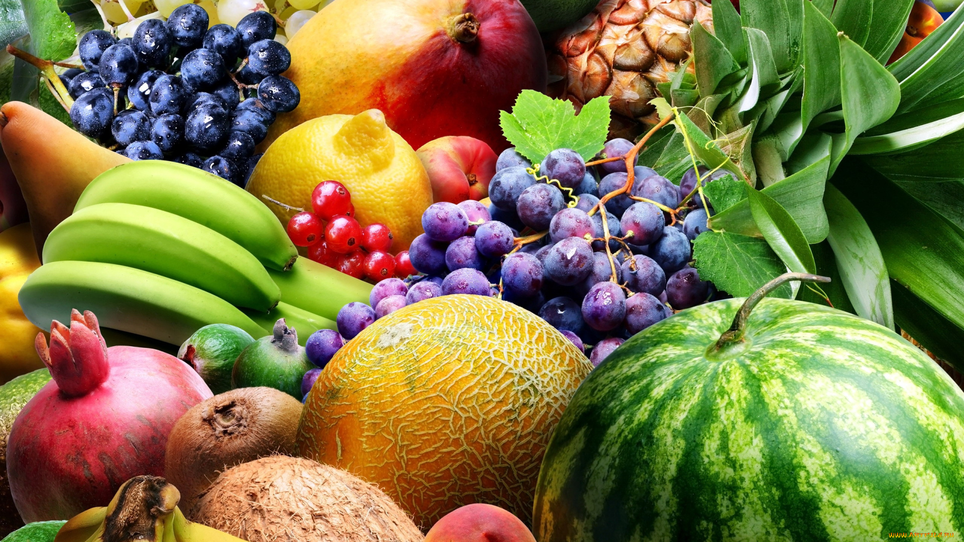 еда, фрукты, , ягоды, дыня, виноград, арбуз