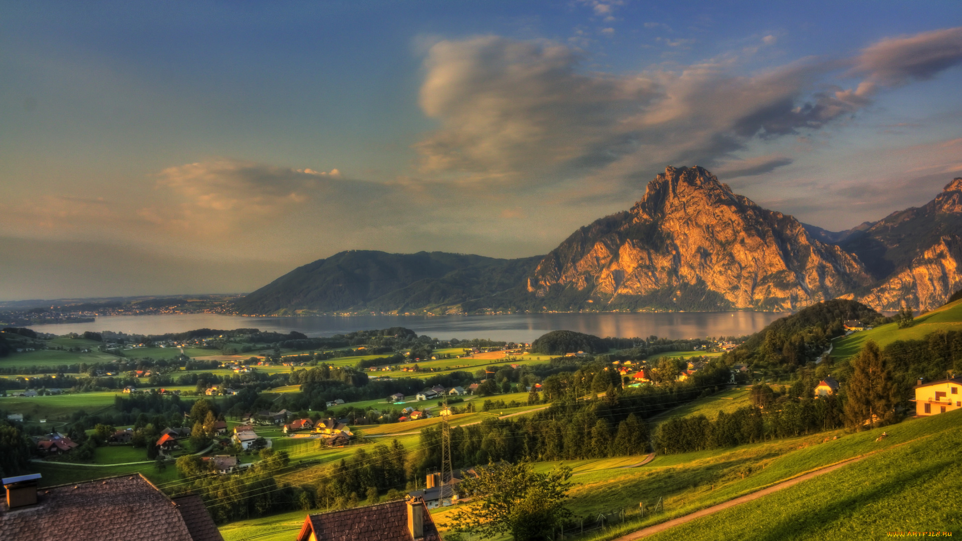 gmunden, austria, города, пейзажи, городок, горы, пейзаж
