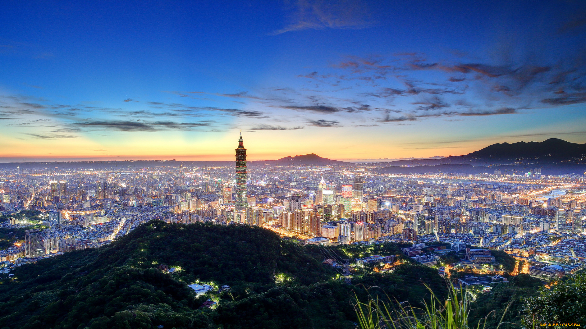 taipei, taiwan, города, тайбэй, тайвань, china, китай, ночной, город, панорама