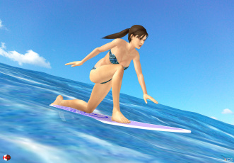 Картинка 3д+графика спорт+ sport девушки серфинг море фон волны взгляд