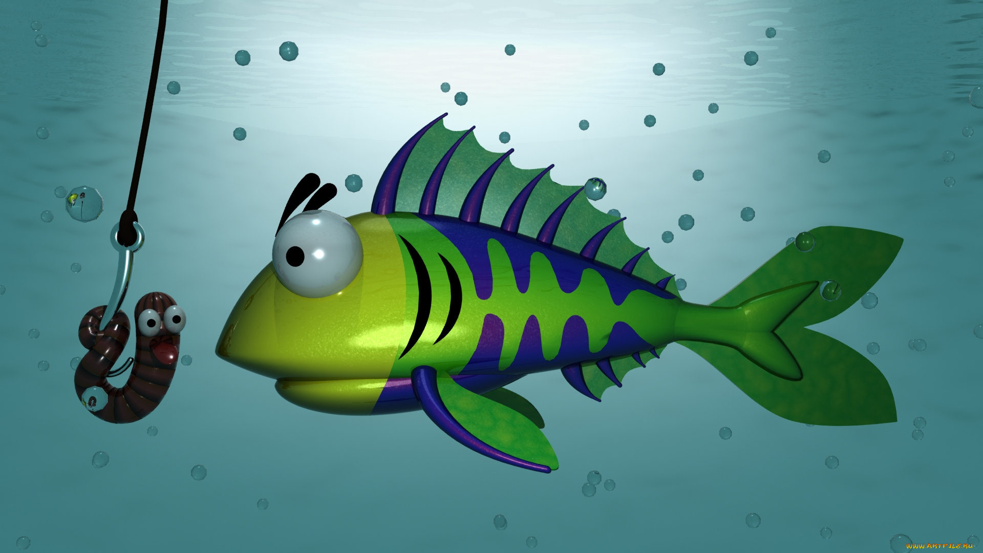 fish, 3д, графика, humor, юмор, мультик, рыба