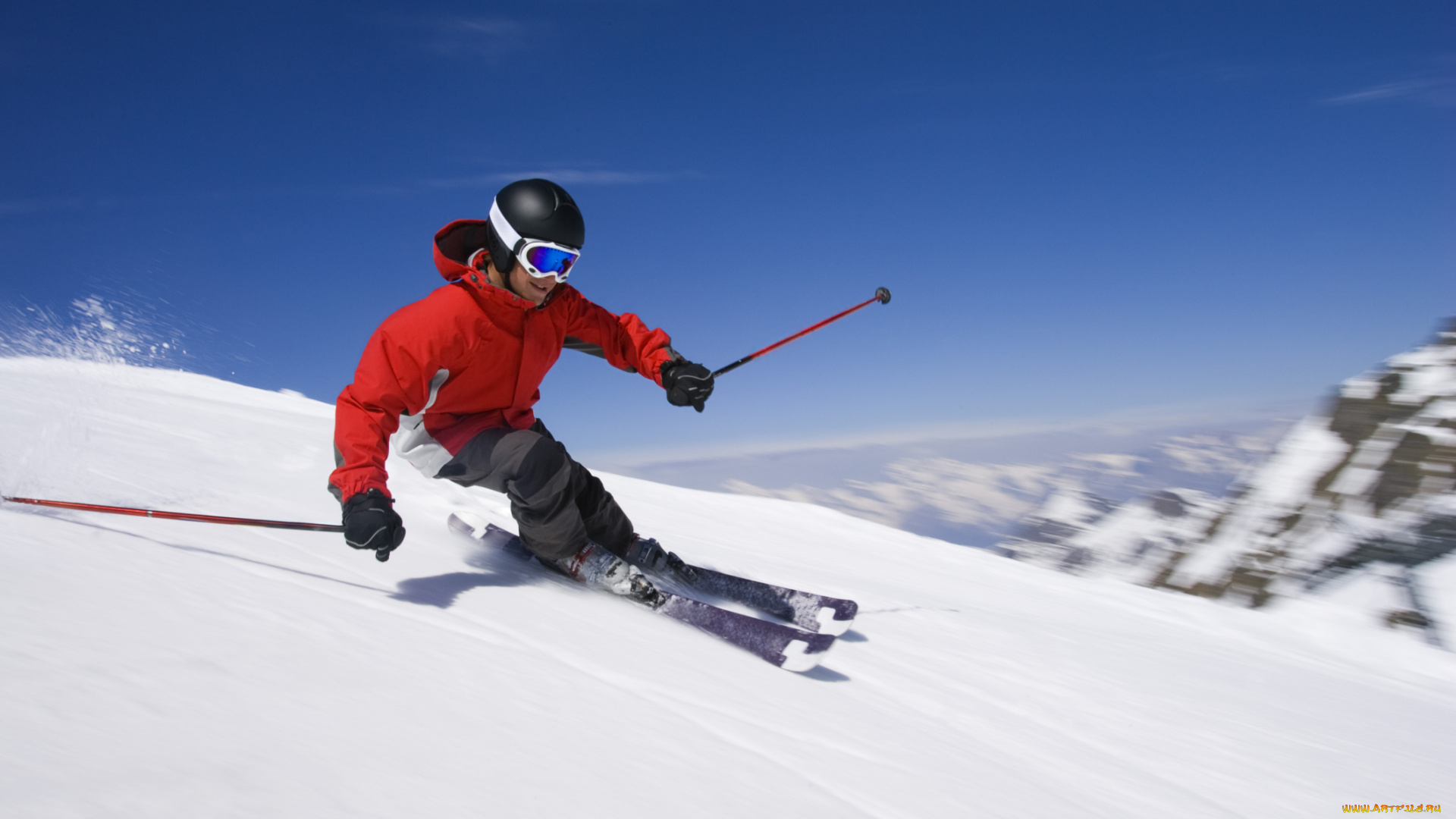 спорт, лыжный, спорт, лыжи, спуск, экстрим, горы, снег, вершина, небо, слалом, лыжник