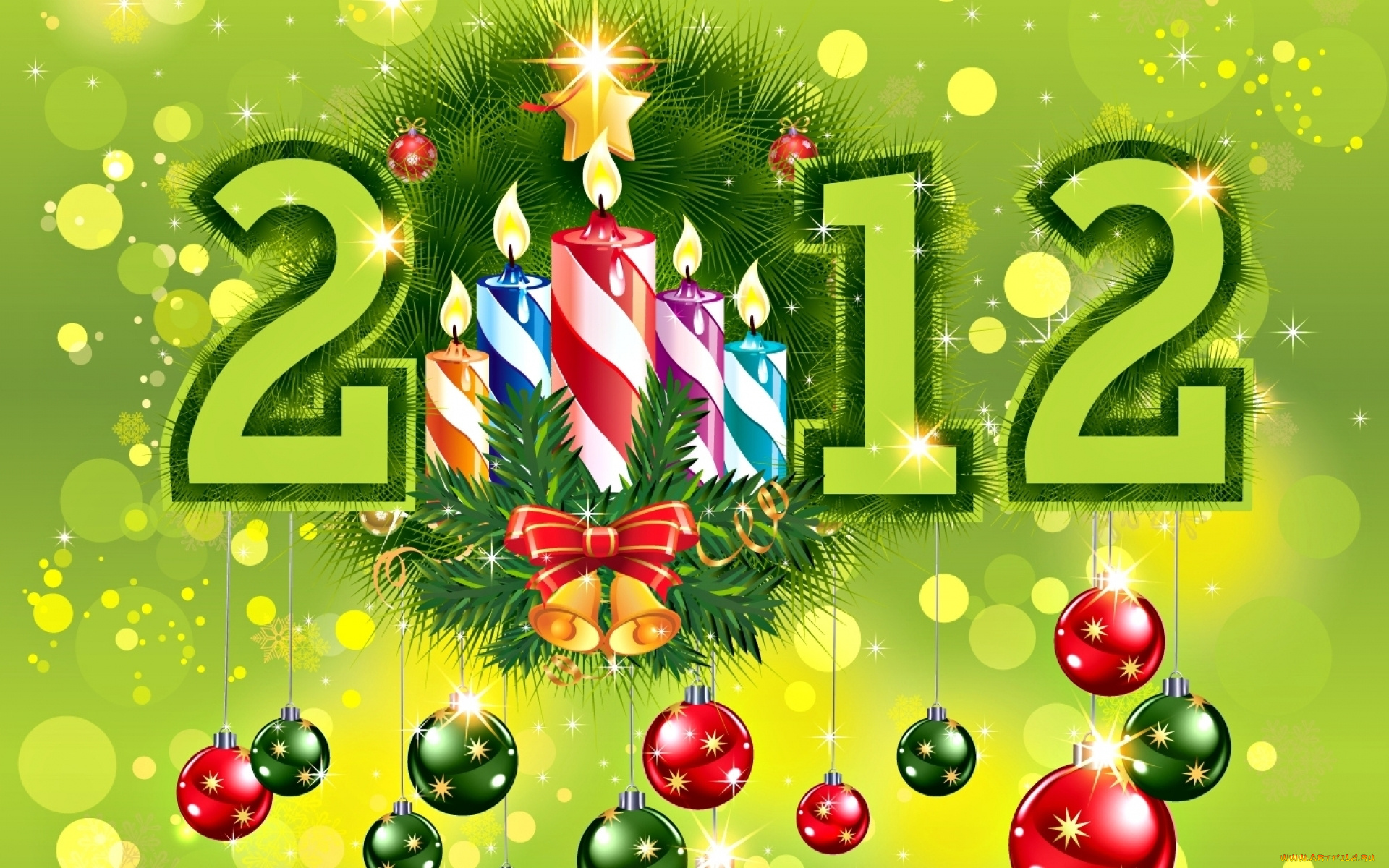 праздничные, векторная, графика, новый, год, свечи, шарики