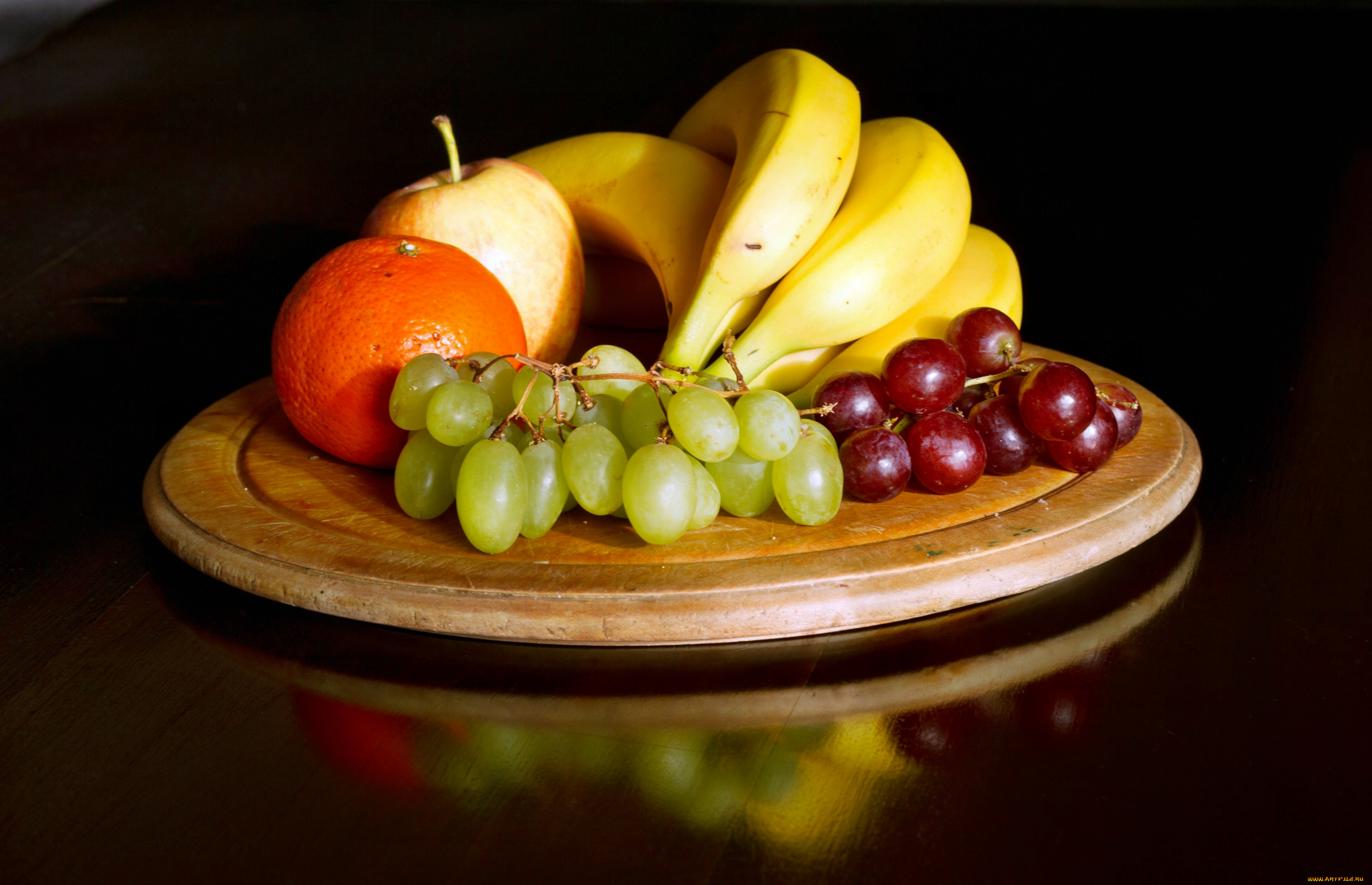 еда, фрукты, , ягоды, виноград, бананы, апельсин, яблоко