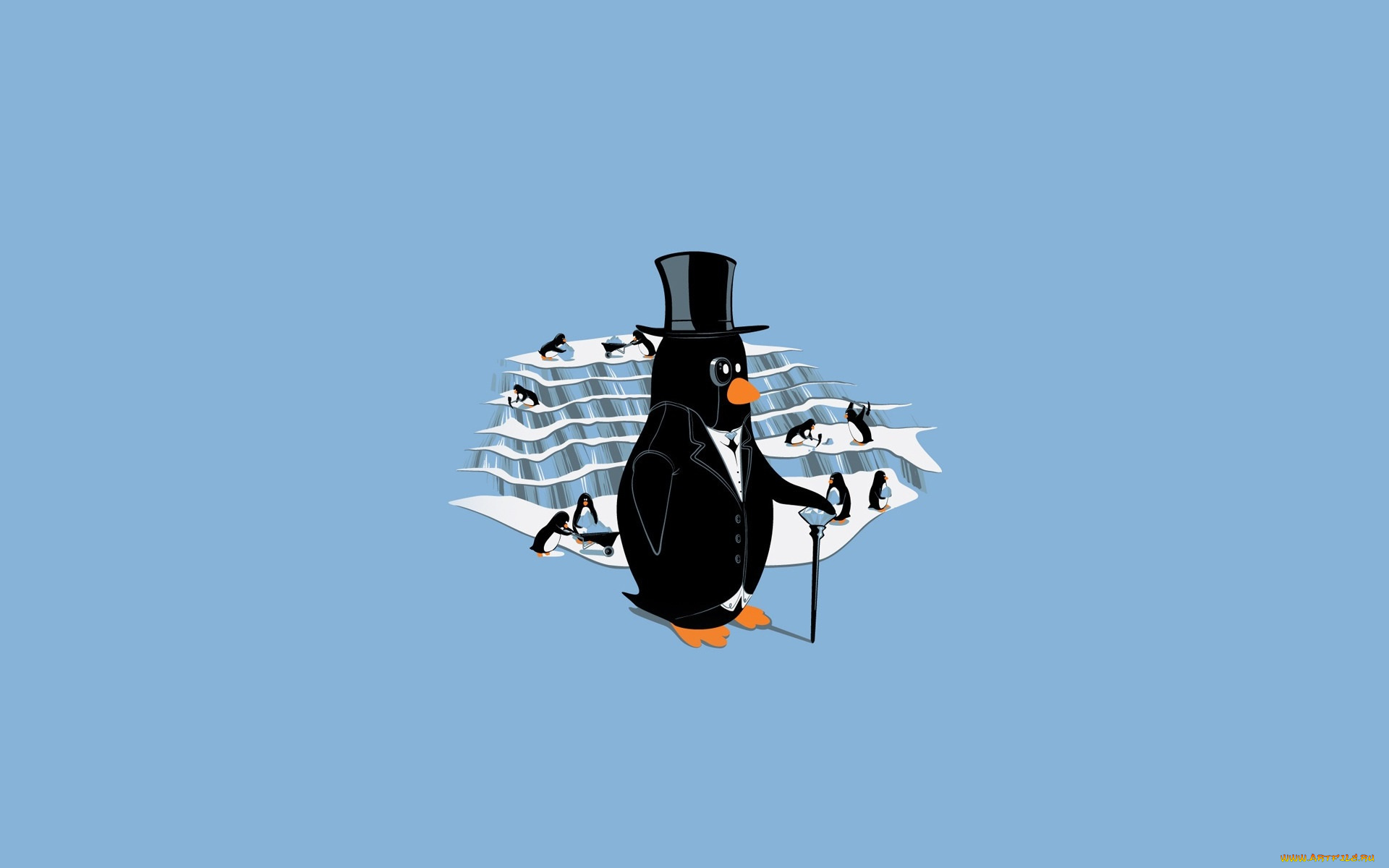 рисованные, минимализм, пингвины