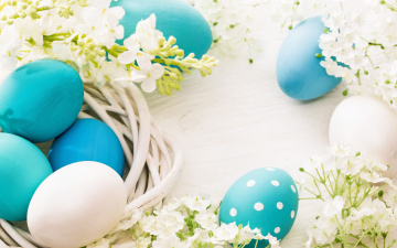 Картинка праздничные пасха flowers decoration spring easter eggs happy весна цветы яйца