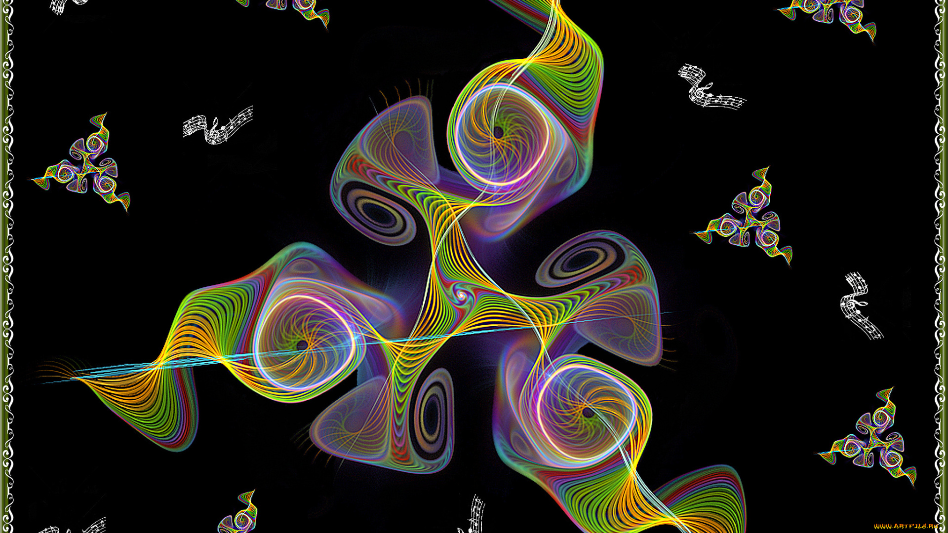 3д, графика, fractal, фракталы, узор, цвета, фон