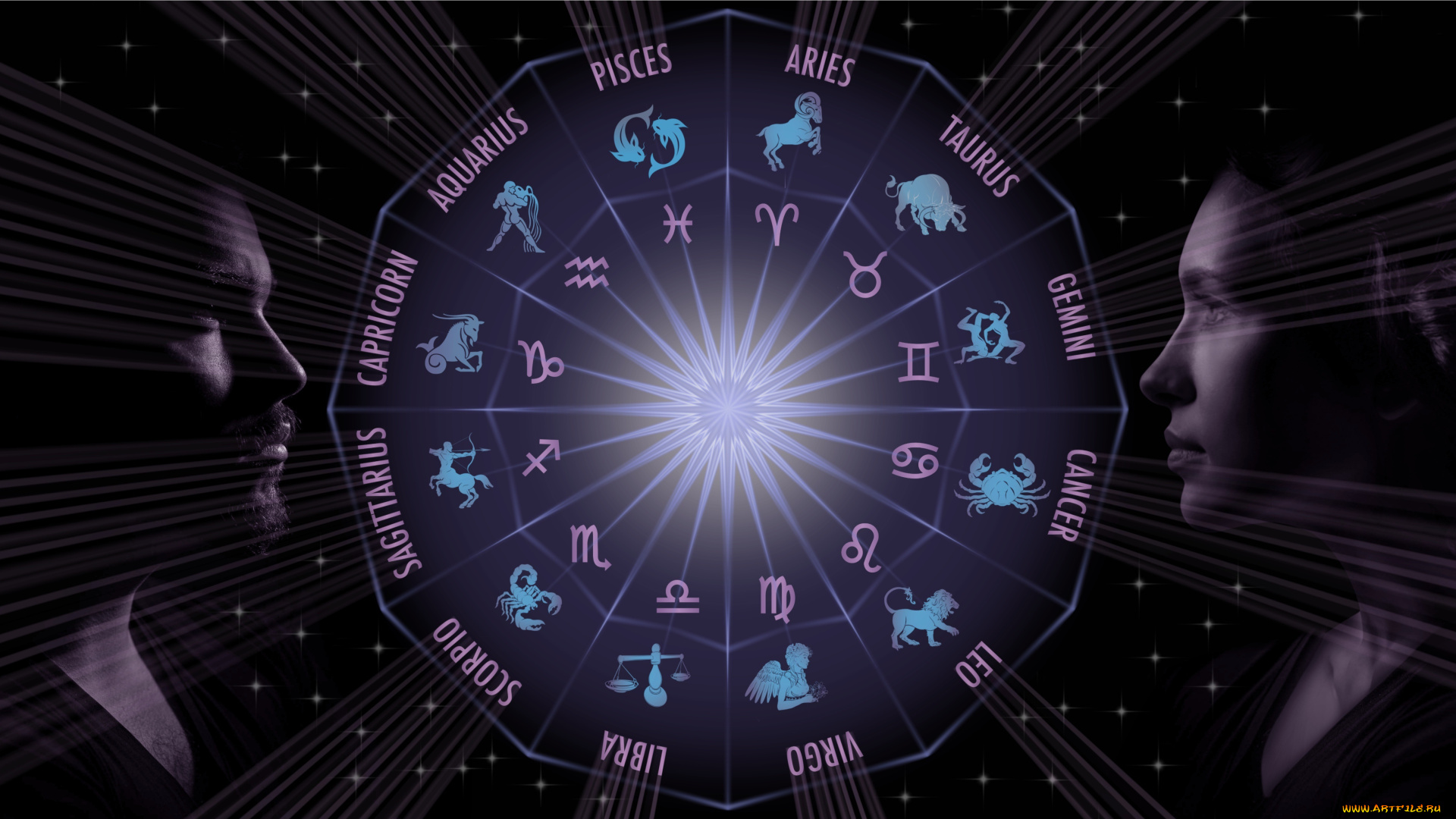 разное, знаки, зодиака, темный, фон, женщина, символы, мужчина, знаки, зодиака, астрология, зодиакальный, круг