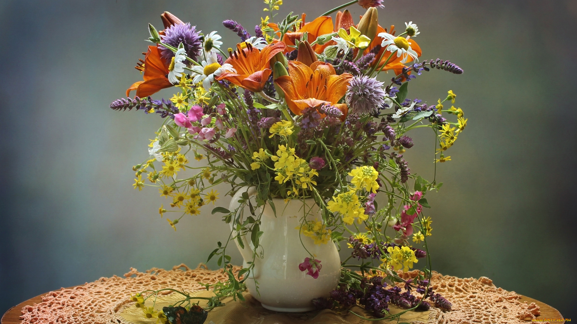 цветы, букеты, , композиции, букет, лилия, душистый, горошек, полевые, лето