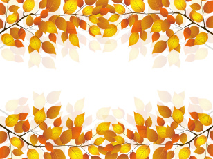 обоя векторная графика, природа, веточка, листья, осень, белый, фон