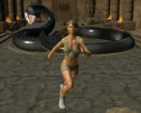 Картинка 3д графика fantasy фантазия змея девушка