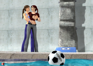 Картинка 3д+графика спорт+ sport девушки мяч фон взгляд