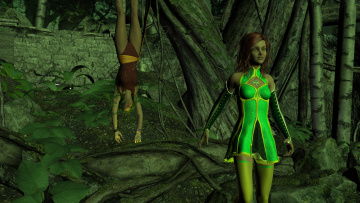 Картинка 3д+графика фантазия+ fantasy девушка фон лес взгляд