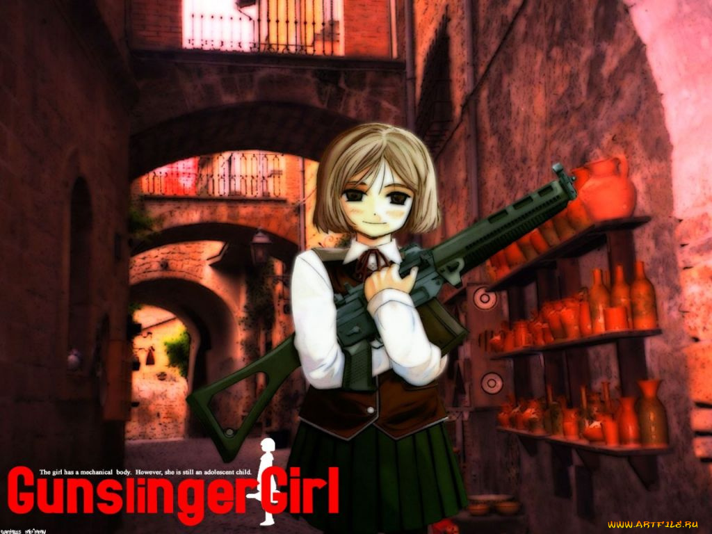 аниме, gun, slinger, girl